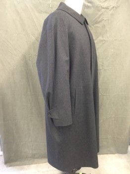 Mens, Coat, Overcoat, SCHNEIDERS, Charcoal Gray, Gray, Wool, Heathered, XXL, 52, Single Breast, Concealed 5 Button Up Closure, Spread Collar, Raglan Long Sleeves, 2 Side Entry Pockets, Belted Cuffs, Back Vent, Below the Knee Length