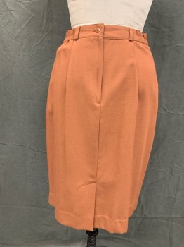 REQUIREMENTS, Brown, Polyester, Rayon, Solid, Pleated, 1 1/2" Waistband, 2 Pockets, Belt Loops, Back Zip, Center Back Slit, Elastic Back Side Waistband,