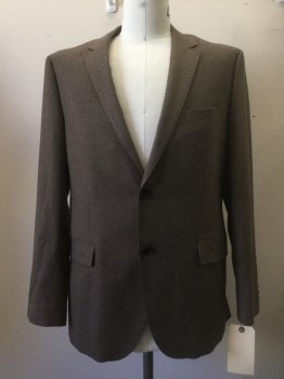HUGO BOSS, Lt Brown, Chocolate Brown, Synthetic, Check , Lt Brown/ Chocolate Micro Check, Notched Lapel, 2 Buttons,