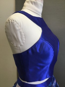 Womens, Dress, Piece 1, AMELIA COUTURE, Blue, Polyester, Solid, 10, Sleeveless, Back Zipper,