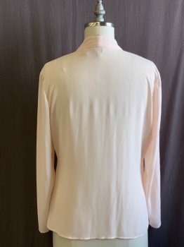 Womens, Blouse, TED BAKER, Blush Pink, Polyester, Solid, Sz 4, L, V-N, B.F., L/S, Full Body, Zipper At Sleeves
