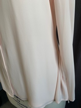 Womens, Blouse, TED BAKER, Blush Pink, Polyester, Solid, Sz 4, L, V-N, B.F., L/S, Full Body, Zipper At Sleeves