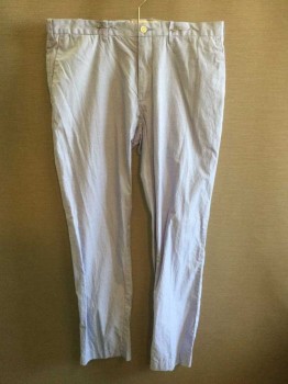 Mens, Casual Pants, POLO RALPH LAUREN, Lt Blue, White, Cotton, 32, 34, Tiny Gingham, Zip Fly, Belt Loops, 5 + Pockets (Including Watch Pocket)