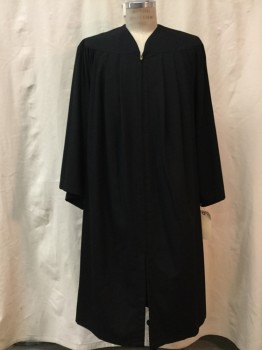 Unisex, Choir Robe, NO LABEL, Black, Wool, Synthetic, Solid, M, Black, Zip Front,