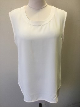 ANNE KLEIN, Cream, Polyester, Solid, Sleeveless, Scoop Neck with 1" Self Edging