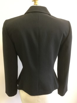 TAHARI A. LEVINE, Black, Off White, Polyester, Rayon, Stripes - Pin, Single Breasted, 3 Buttons,  Notched Lapel,