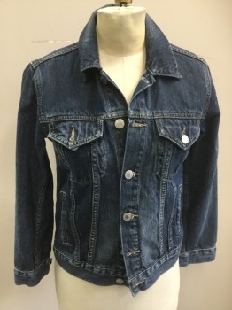 Womens, Jean Jacket, LUCKY BRAND, Blue, Cotton, XS, Classic Cut Denim Jacket, Silver Buttons