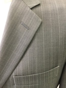 MISSONI, Gray, Wool, Herringbone, Single Breasted, 3 Buttons,  Notched Lapel, 3 Pockets