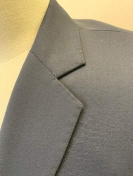 N/L, Navy Blue, Wool, Solid, Dark Navy (Nearly Black), Single Breasted, Notched Lapel with Hand Picked Stitching, 2 Buttons, 3 Pockets