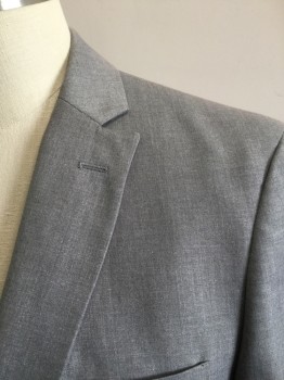 GIORGIO FIORELLI, Lt Gray, Polyester, Viscose, Solid, Single Breasted, Notched Lapel, 2 Buttons,  3 Pockets