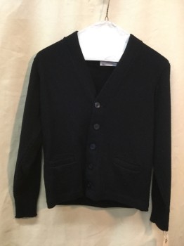 Childrens, Sweater, SCHOOL APPAREL, Navy Blue, Acrylic, Solid, M, Navy, Button Front, 2 Pockets,
