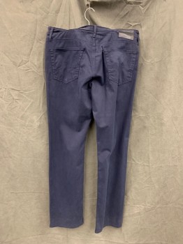 Mens, Casual Pants, AG, Midnight Blue, Cotton, Elastane, Solid, 36/35, Jean-Style, Zip Fly, 5 Pockets, Belt Loops