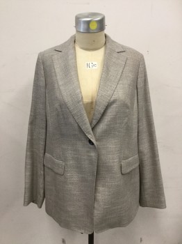 Womens, Blazer, MARINA RINALDI, Beige, Wool, Viscose, 18, Single Breasted, Collar Attached, Notched Lapel, Hand Picked Collar/Lapel, 2 Flap Pockets