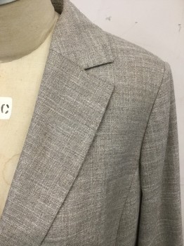 MARINA RINALDI, Beige, Wool, Viscose, Single Breasted, Collar Attached, Notched Lapel, Hand Picked Collar/Lapel, 2 Flap Pockets