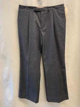 FRENCH CONNECTION, Heather Gray, Wool, Solid, Pleated, 4 Pockets, Belt Loops,