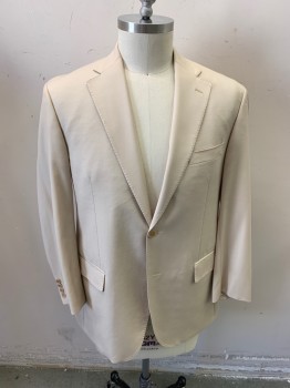 ENZO TOVARE, Beige, Wool, Solid, Jacket, 2 Buttons, 3 Pockets, Notched Lapel, Double Vent