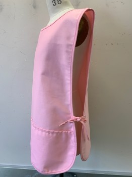 Daystar, Pink, Poly/Cotton, Solid, Twill, Wide Round Neck,  2 Pockets/Compartments at Hip Level, Self Ties at Sides, Multiples