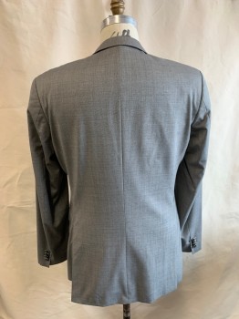 Mens, Sportcoat/Blazer, GUABELLO, Lt Gray, Medium Gray, Wool, 2 Color Weave, 44L, Single Breasted, 2 Buttons, 3 Pockets, Notched Lapel, Double Vent, Super 120