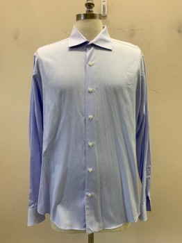 Saks Fifth Ave, Lt Blue, Cotton, Solid, L/S, Button Front, Collar Attached