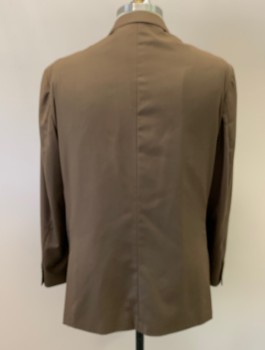CARLO LUSSO, Tobacco Brown, Polyester, Rayon, Solid, Notched Lapel, 3 Button Single Breasted, 3 Pocket, Double Vent
