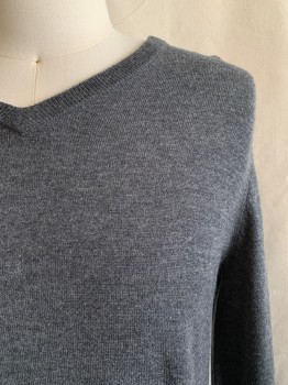 Mens, Pullover Sweater, THEORY, Heather Gray, Wool, Nylon, Solid, S, V-N,