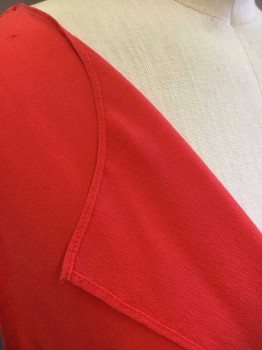 TROUVE, Cherry Red, Silk, Solid, Vibrant Cherry Red Crepe, Sleeveless, V-neck with Folded Down "Lapel", Pullover