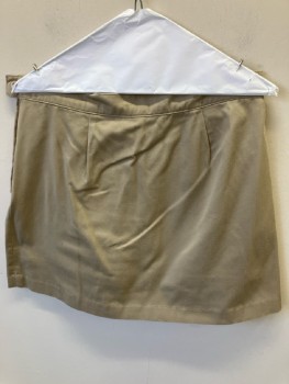 CLASSROOM, Khaki Brown, Polyester, Cotton, Solid, Twill, Wide Stitched Down Pleats, Button Tab Decorations, Side Zip, Built-In Shorts