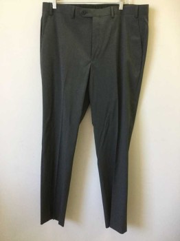 Mens, Suit, Pants, MICHAEL KORS, Gray, Polyester, Rayon, Heathered, 32, Flat Front, Zip Fly, 4 Pockets