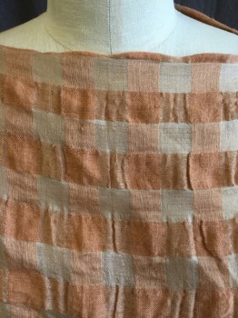 Womens, Historical Fiction Dress, N/L, Salmon Pink, Ecru, Silk, Gingham, OS, Faux Egyptian, 13" Flap Front & Back, Poncho Style