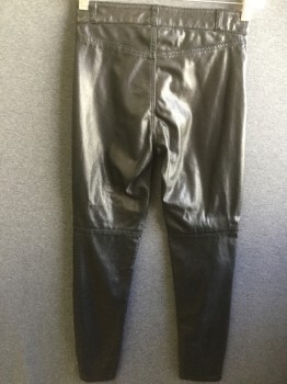 DIVIDED, Black, Faux Leather, Solid, Jeans Style, 2 Faux Zipper Pockets, Peeling at Waistband on Right & Left Hip