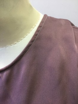 Womens, Shell, THEORY, Dusty Brown, Dusty Purple, Silk, Spandex, Solid, S, Dusty Purplish Brown, Sleeveless, Scoop Neck, Hook & Eye Closure at Center Back Neck, Overdyed
