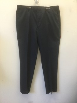 BANANA REPUBLIC, Navy Blue, Wool, Polyester, Solid, Flat Front, Tab Waist, Zip Fly, Straight Leg, 5 Pockets Including 1 Watch Pocket
