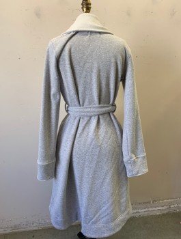 UGG, Heather Gray, Cotton, Elastane, Jersey, Shawl Collar with Fleece Underside/Lining, Long Sleeves, 2 Side Seam Pockets, Belt Loops, Hem is Higher in Front Than Back **With Matching Belt/Sash