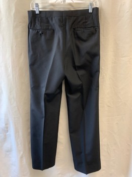 JACK'S, Black, Wood, Polyester, Side Pockets, Zip Front, Flat Front, Black Satin Side Stripe