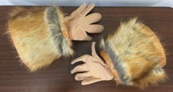 Unisex, Gloves, MTO, Sand, Gold, Brown, Faux Fur, Foam, O/S, VIKING: Cuffs/Hands, Foam Covered in Faux Fur, Sand Colored Attached Gloves