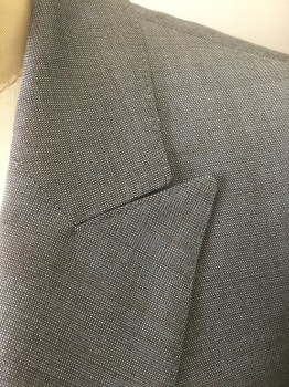 Womens, Blazer, REISS, Gray, Lt Gray, Viscose, Wool, 2 Color Weave, 4, Single Breasted, 1 Button, Peaked Lapel, 5 Pockets, Lightly Padded Shoulders