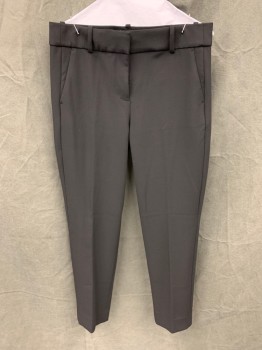 J CREW, Black, Polyester, Viscose, Solid, Zip Fly, Flat Front, 4 Faux Pockets, Belt Loops, 2" Wide Waistband