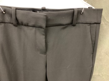 Womens, Slacks, J CREW, Black, Polyester, Viscose, Solid, 8, Zip Fly, Flat Front, 4 Faux Pockets, Belt Loops, 2" Wide Waistband