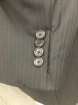 PRADA, Black, Wool, Stripes - Pin, Single Breasted, Collar Attached, Peaked Lapel, 3 Buttons,  Long Sleeves, ***sleeves Taken Up and In***Holes at Left Cuff