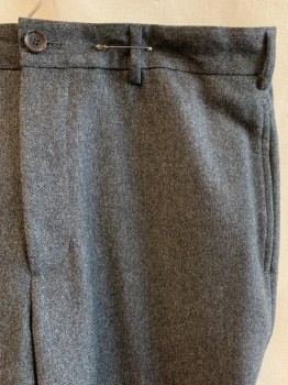 J.CREW, Dk Gray, Wool, Nylon, Heathered, Solid, Flat Front, 5 Pockets, Zip Fly, Button Closure, Belt Loops