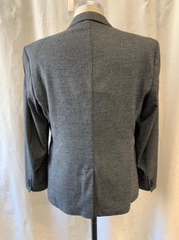 ZARA MAN, Black, White, Polyester, Viscose, Tweed, Appears Gray, Single Breasted, Collar Attached, Notched Lapel, 2 Buttons,  3 Pockets