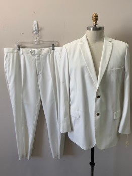 Mens, Suit, Jacket, GIORGIO FIORELLI, White, Polyester, Solid, 44, 50 L, 30, 2 Buttons,  Notched Lapel, 3 Pockets,
