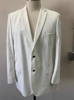 Mens, Suit, Jacket, GIORGIO FIORELLI, White, Polyester, Solid, 44, 50 L, 30, 2 Buttons,  Notched Lapel, 3 Pockets,