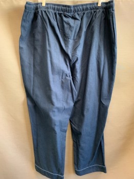Mens, Sleepwear PJ Bottom, NOBLE MOUNT, Navy Blue, Blue, Cotton, Solid, 3XL, Elastic/drawstring Waist, 2 Pocket,