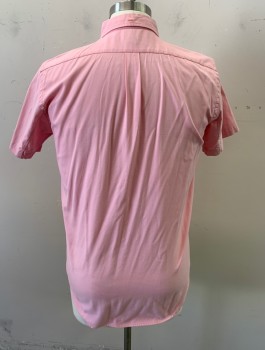Mens, Casual Shirt, MARC BY MARC JACOBS, Pink, Cotton, Solid, M, Button Down Collar, Button Front, Short Sleeves, 1 Pocket, Pink Buttons
