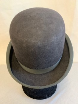 PIERONI BRUNO, Black, Wool, Solid, Late 1800s Bowler. Well Sized. Grosgrain Trim and Headband, Multiples