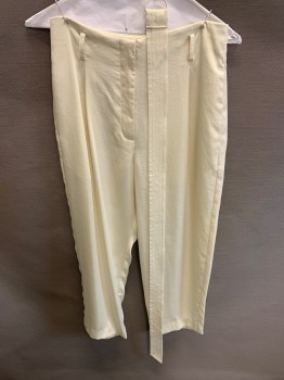 Womens, Slacks, ANTHROPOLOGIE, Beige, Polyester, W28, With Matching Belt, Zip Front, Side Pockets, 2 Welt Pockets At Back, Pleated Front