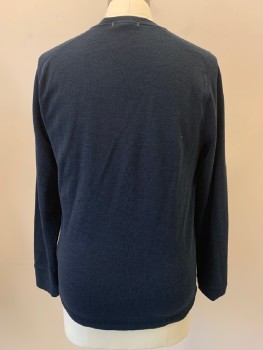 Mens, Pullover Sweater, BANANA REPUBLIC, Navy Blue, Cotton, Polyester, Heathered, 40, M, CN, L/S,