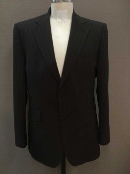 Mens, Suit, Jacket, LIMEHAUS, Chocolate Brown, White, Lt Brown, Polyester, Wool, Stripes, 40R, Single Breasted, Collar Attached, Notched Lapel, 3 Pockets, 2 Buttons