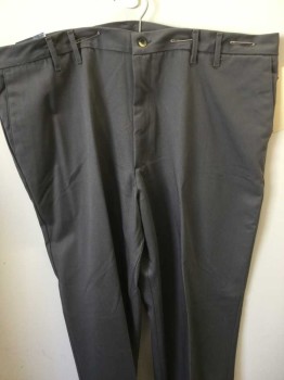 Mens, Casual Pants, WRANGLER, Gray, Cotton, Polyester, Solid, 30, 44, Flat Front,  Zip Front, 4 Pockets